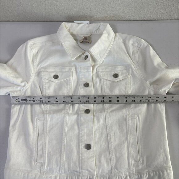 Ann Taylor Loft Jean Jacket Womens L White Denim Button Up Stretch NWT - Picture 8 of 11